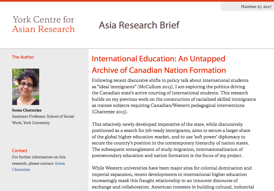 Asia Research Brief | International Education: An Untapped Archive of Canadian Nation Formation