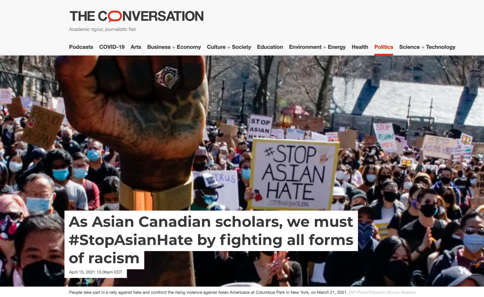 YCAR Associates write about Anti-Asian racism in The Conversation