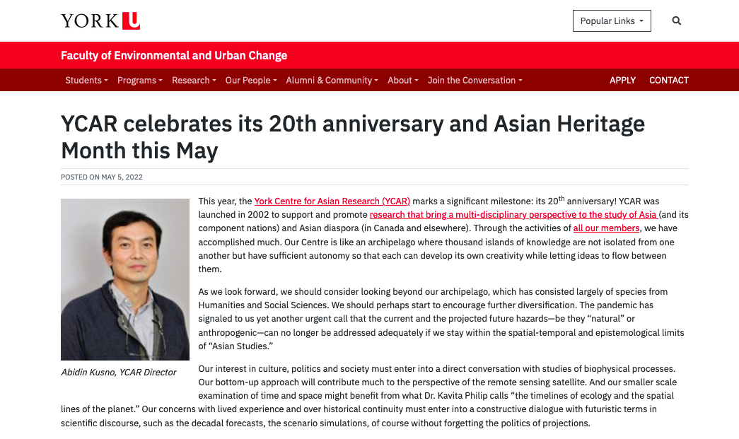 YCAR celebrates its 20th anniversary and Asian Heritage Month this May